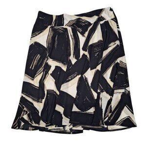 Nic + Zoe Nightfall Skirt A Line Black White Smear Paint Womens 6 Zip Side Short